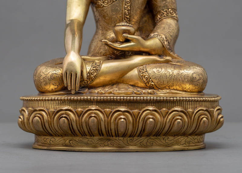 Shakyamuni Buddha Golden Statue | Gold-Gilded Historical Buddha Figurine