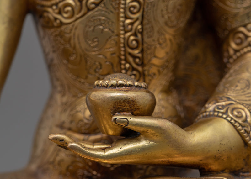 Shakyamuni Buddha Golden Statue | Gold-Gilded Historical Buddha Figurine