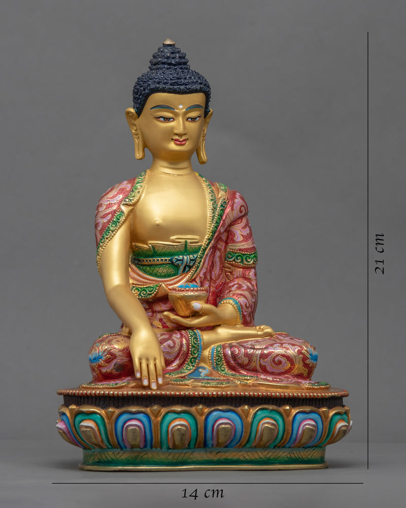 Acrylic Painted Colorful Buddha Statue | Gold-Plated Himalayan Artwork