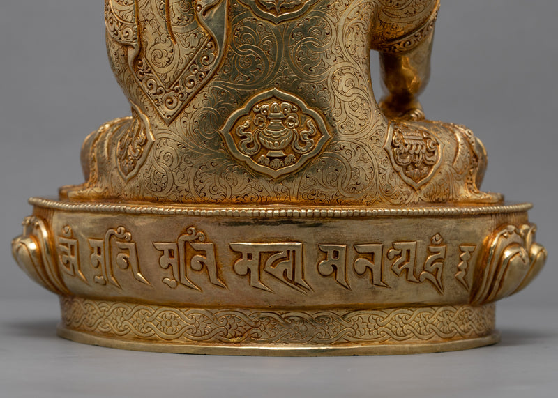 24K Gold Buddha Shakyamuni Statue | Gold-Plated Himalayan Artwork