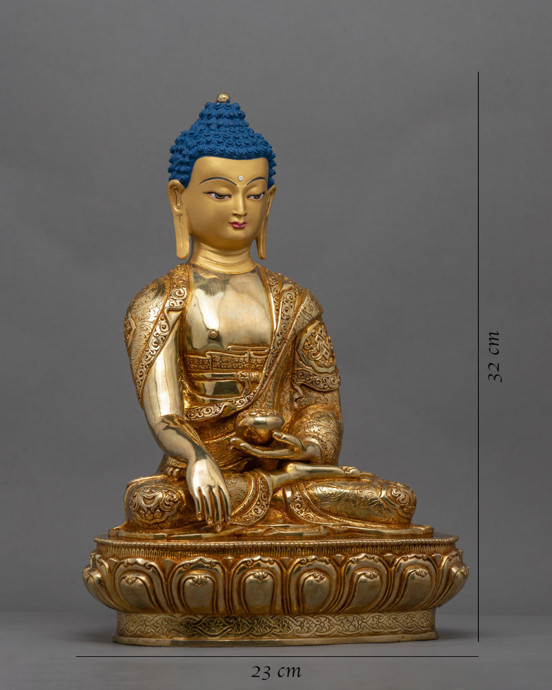 24K Gold Buddha Shakyamuni Statue | Gold-Plated Himalayan Artwork