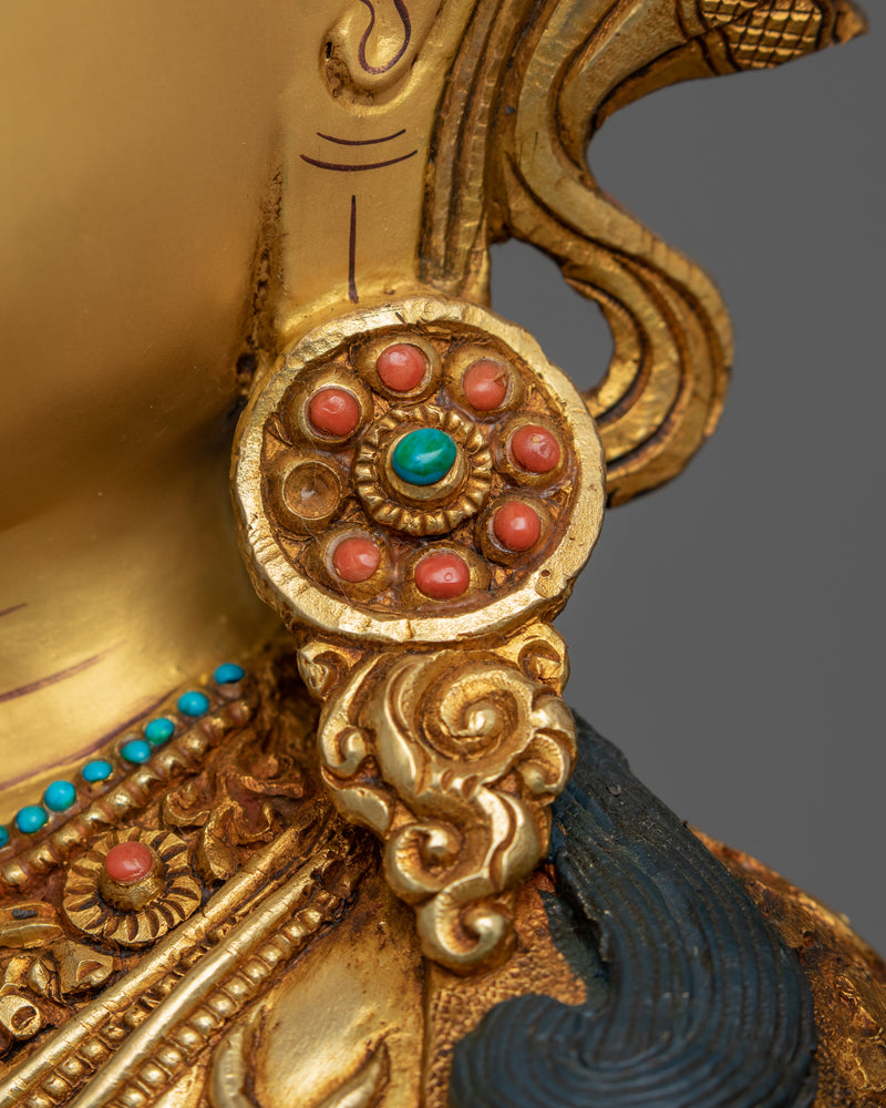 Gold-Gilded Statue For Chenrezig Meditation | Tibetan Buddhist Compassion Deity