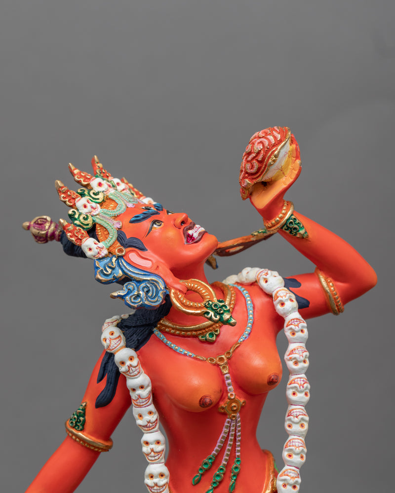 Gold Statue Of Dakini Vajrayogini Dance Posture | Traditional Himalayan Tibetan Dakini Art