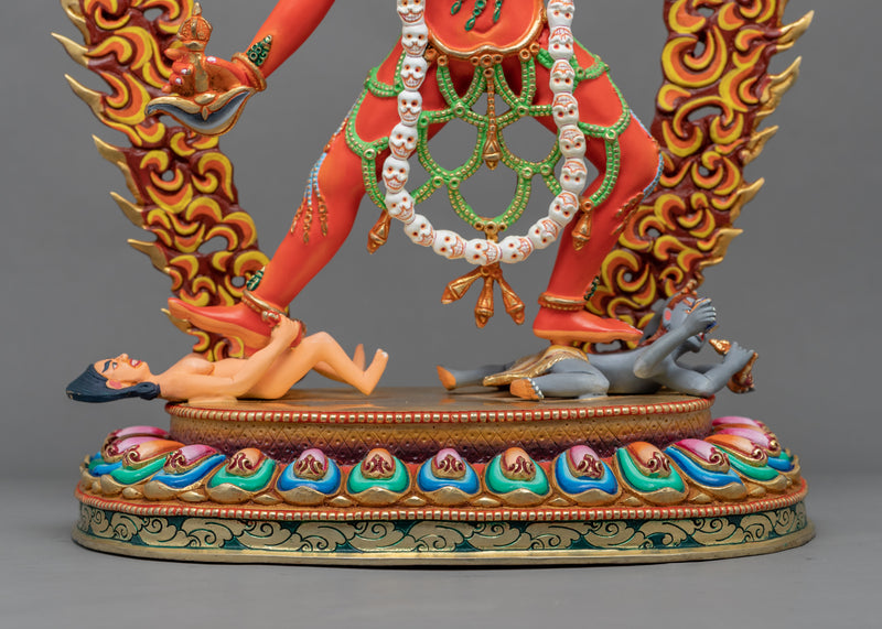 Gold Statue Of Dakini Vajrayogini Dance Posture | Traditional Himalayan Tibetan Dakini Art