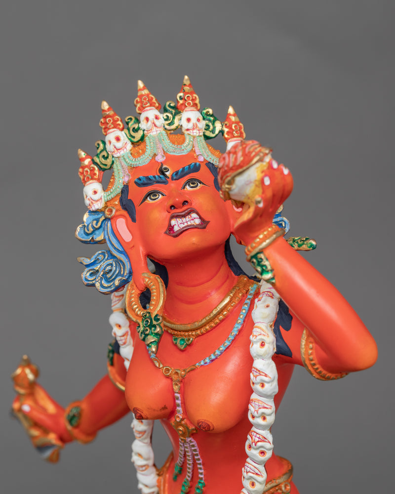 Gold Statue Of Dakini Vajrayogini Dance Posture | Traditional Himalayan Tibetan Dakini Art