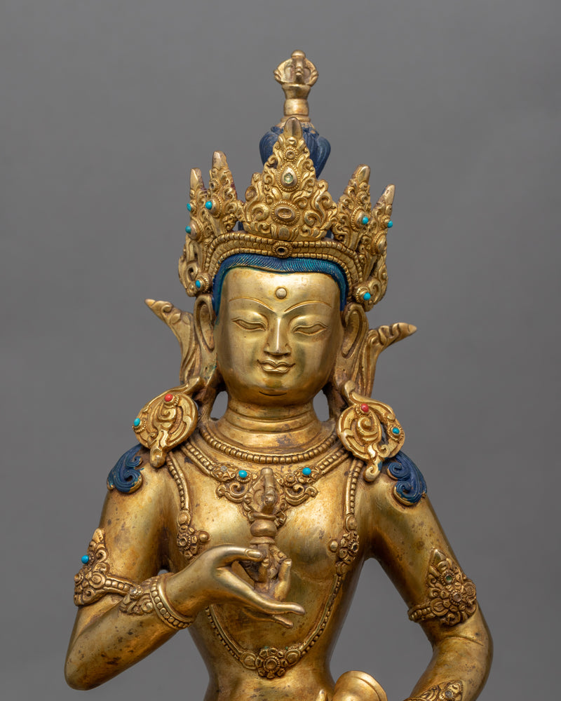 Antique Statue For Vajrasattva Mantra Benefits Practice | Traditional Buddhist Deity Sculpture