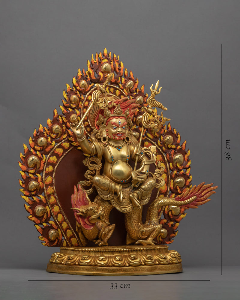 White Jambhala Mantra Sculpture | Gold Plated Himalayan Artwork