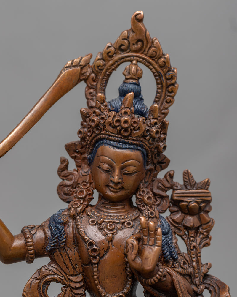 Manjushri Empowerment Statue | Traditional Buddhist Copper Art