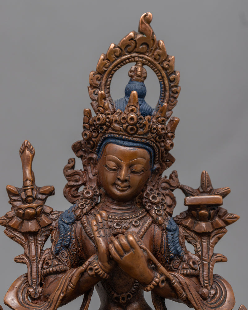 Tishna Manjushri Namasangiti Practice Statue | Tibetan Bodhisattva Of Wisdom Statue