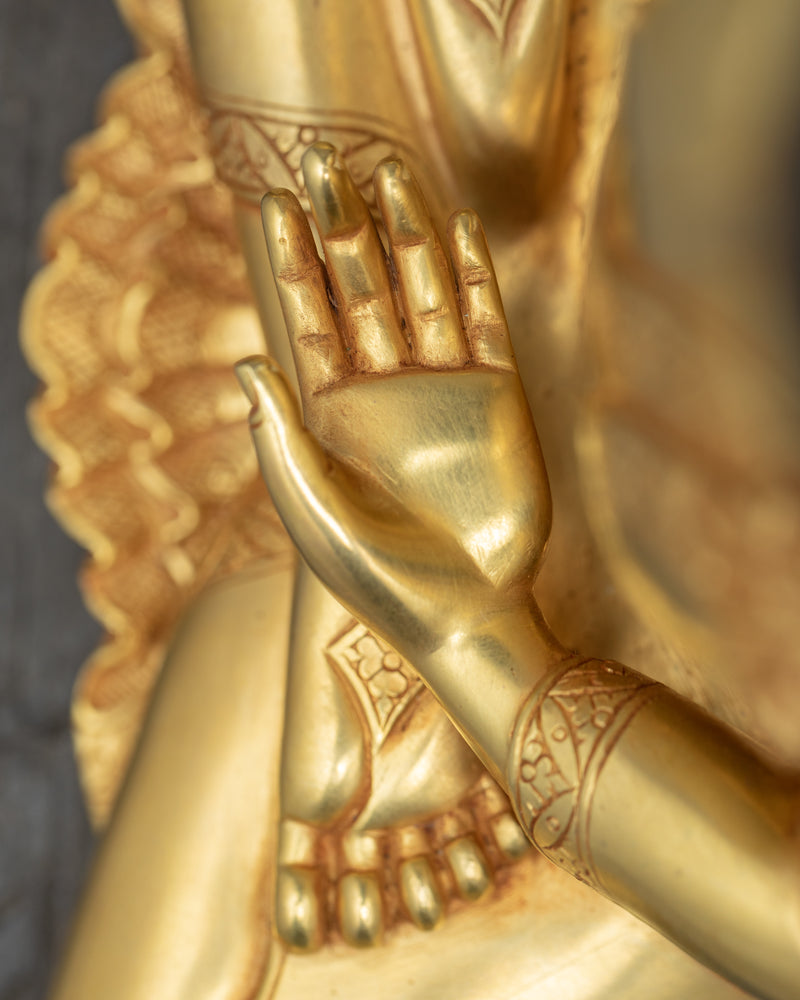 Traditional Statue Of Shakyamuni Buddha In Gold-Gilding | 24K Gold Hand-Carved Statue