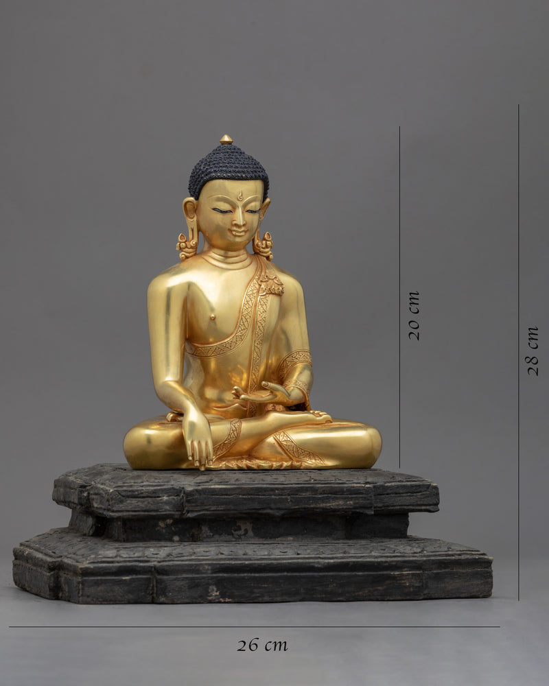 Traditional Statue Of Shakyamuni Buddha In Gold-Gilding | 24K Gold Hand-Carved Statue