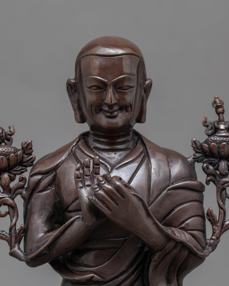 Oxidized Copper Statue For Je Tsongkhapa Mantra Practice | Traditional Tibetan Master Art