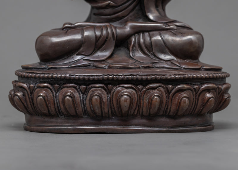 Oxidized Copper Statue For Je Tsongkhapa Mantra Practice | Traditional Tibetan Master Art