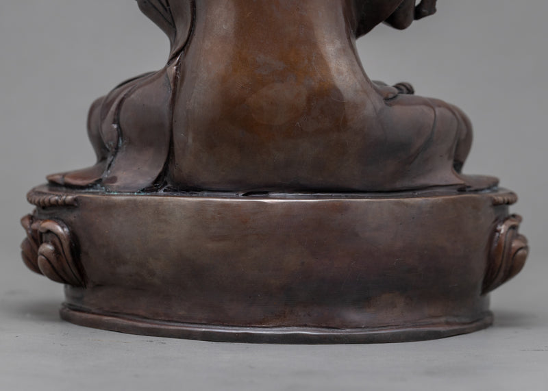 Oxidized Copper Statue For Je Tsongkhapa Mantra Practice | Traditional Tibetan Master Art