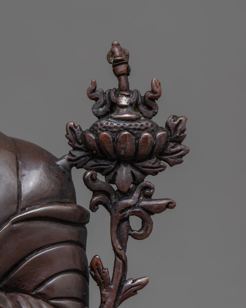 Oxidized Copper Statue For Je Tsongkhapa Mantra Practice | Traditional Tibetan Master Art