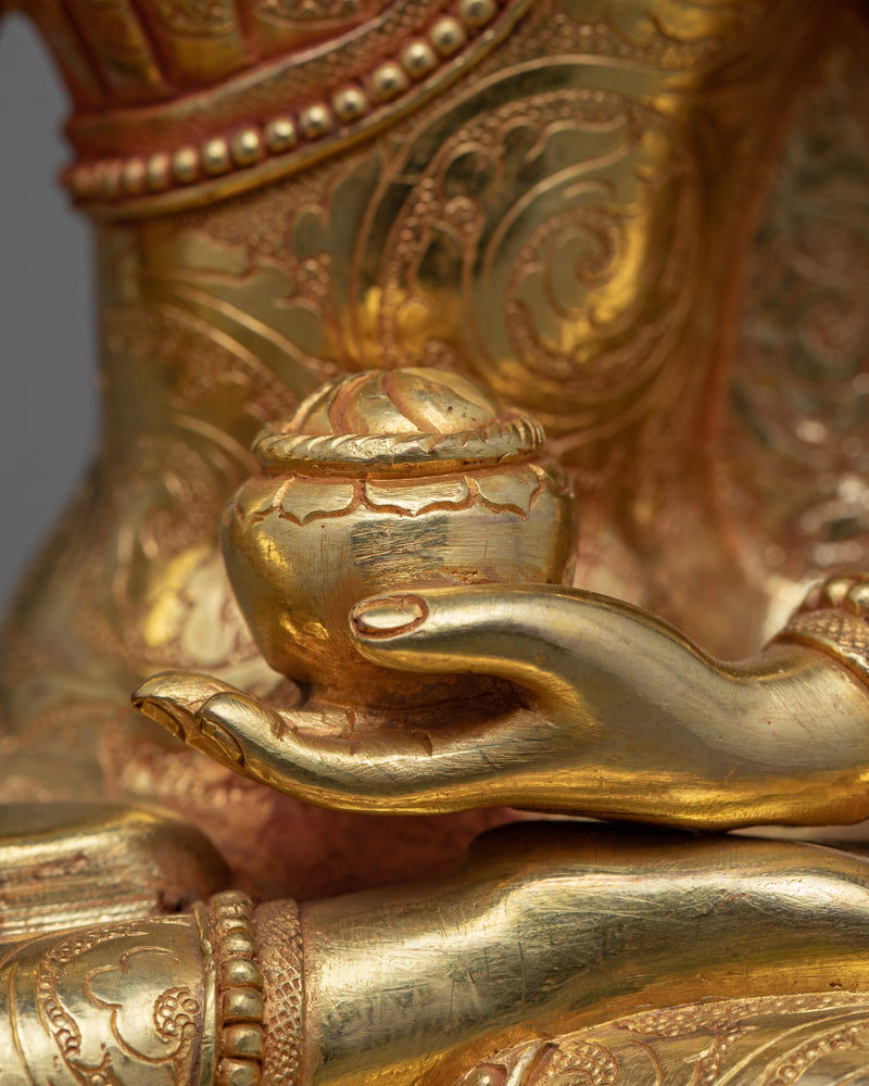 Traditional Gold Buddha Statue Home Decor | Gold-Plated Himalayan Artwork