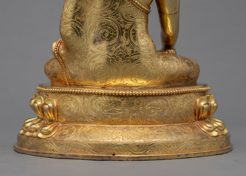 Traditional Gold Buddha Statue Home Decor | Gold-Plated Himalayan Artwork