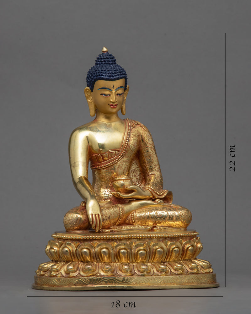 Traditional Gold Buddha Statue Home Decor | Gold-Plated Himalayan Artwork