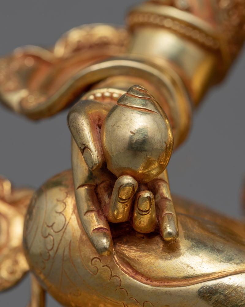 Yellow Jambhala Practice Statue | Gold-Gilded Statue For Meditation