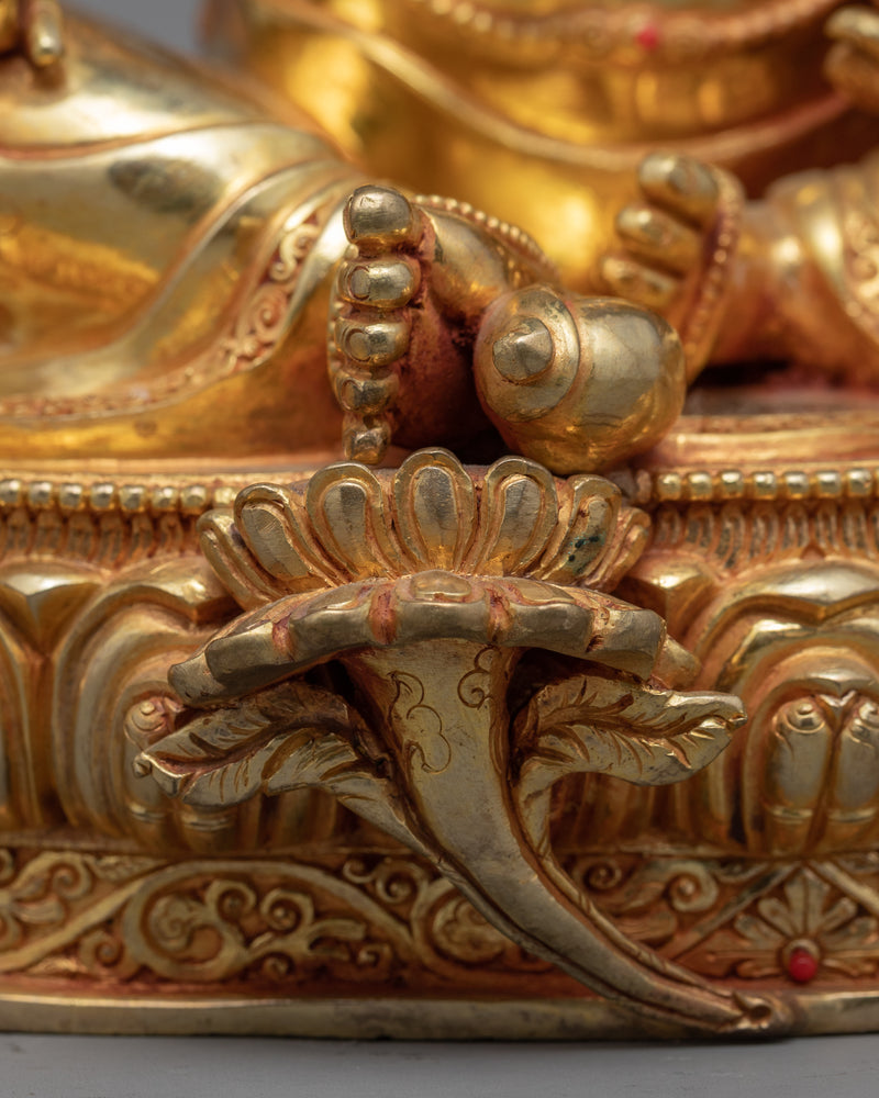 Yellow Jambhala Practice Statue | Gold-Gilded Statue For Meditation