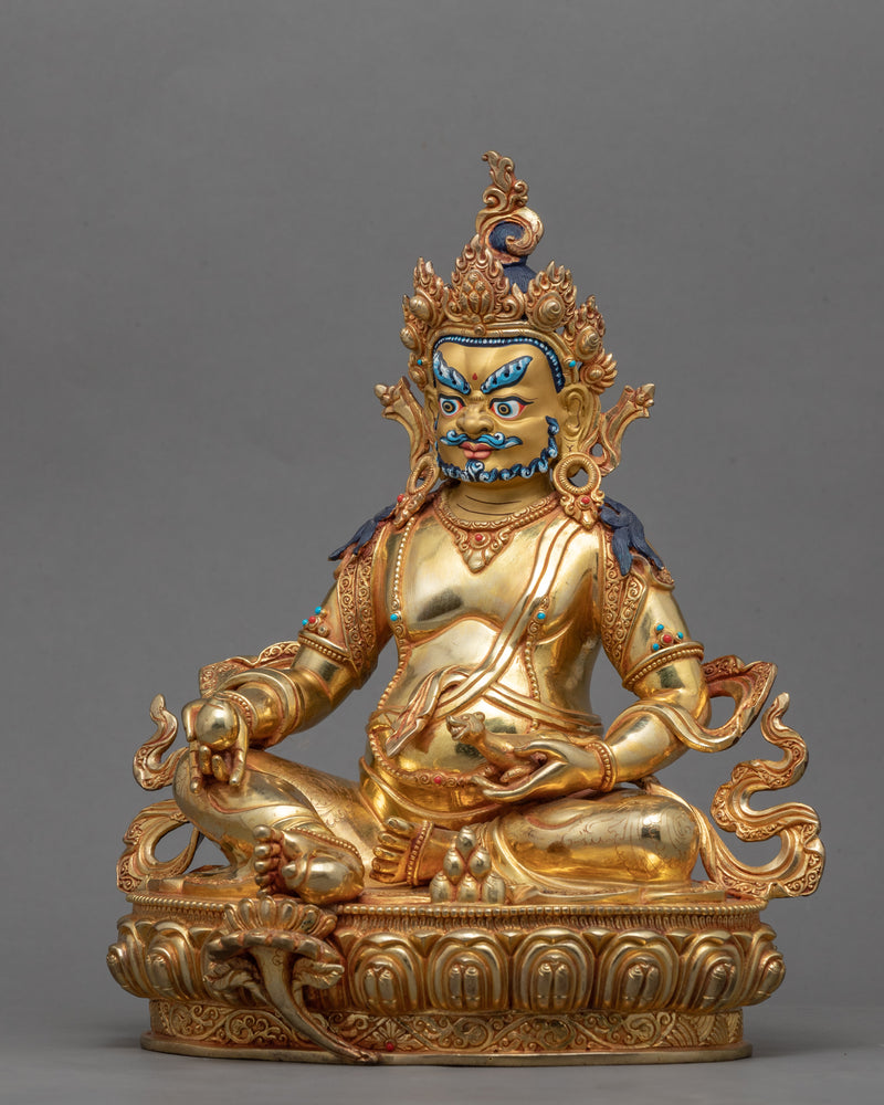 Yellow Jambhala Practice Statue | Gold-Gilded Statue For Meditation