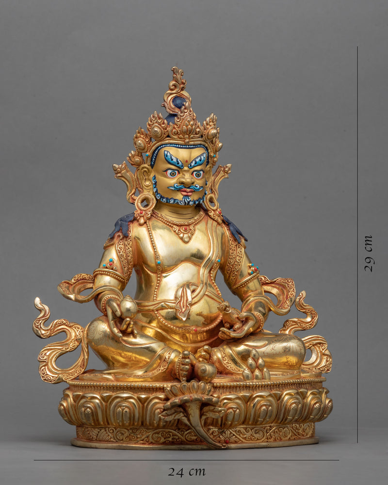 Yellow Jambhala Practice Statue | Gold-Gilded Statue For Meditation