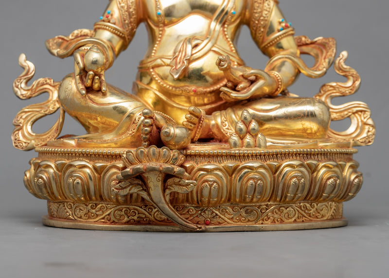 Yellow Jambhala Practice Statue | Gold-Gilded Statue For Meditation