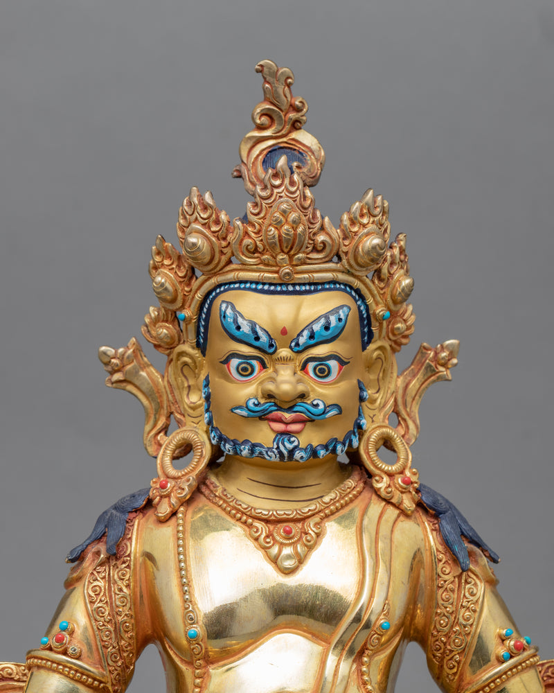 Yellow Jambhala Practice Statue | Gold-Gilded Statue For Meditation