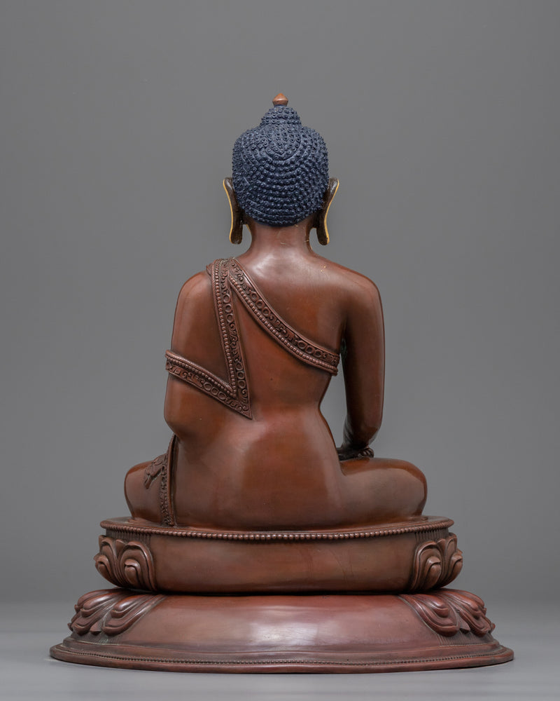 Copper Buddha Shakyamuni Statue | Oxidized Copper Body Artwork Of Buddhist Deity