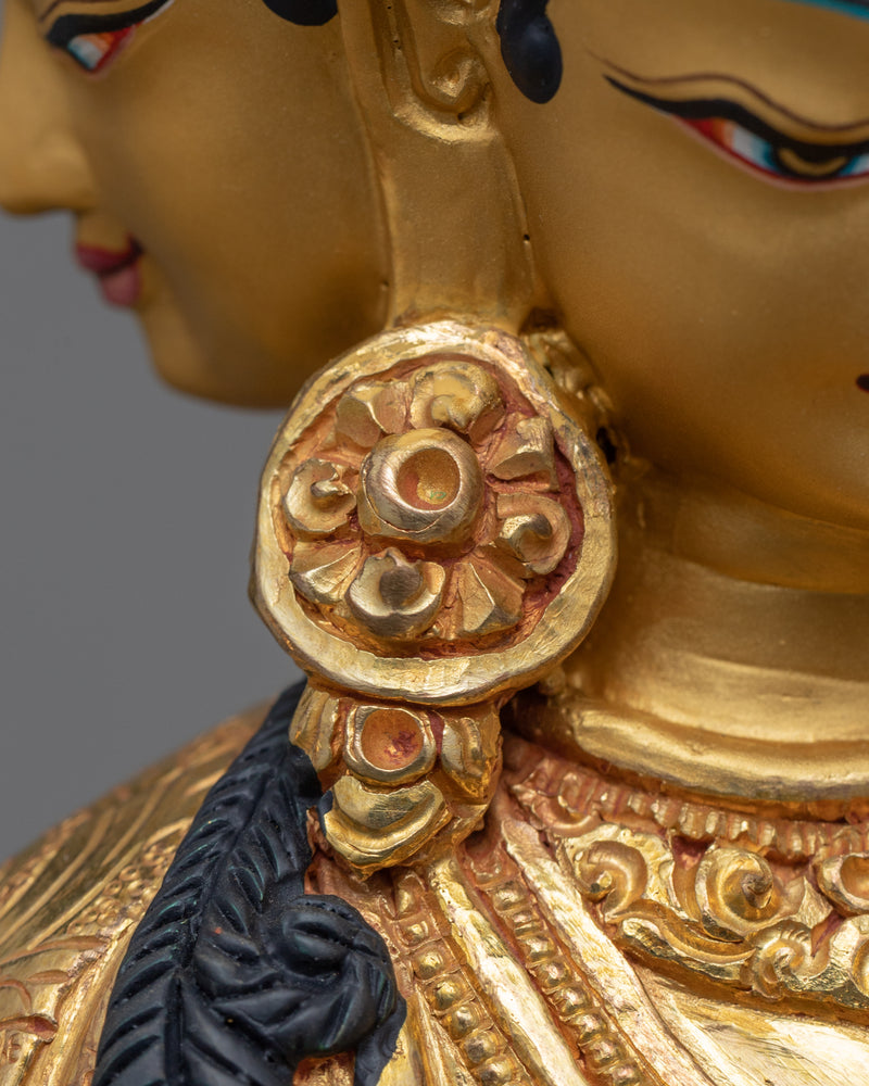 Gold Gilded Statue For Namgyalma Mantra Benefits | Tibetan Art Plated with Gold