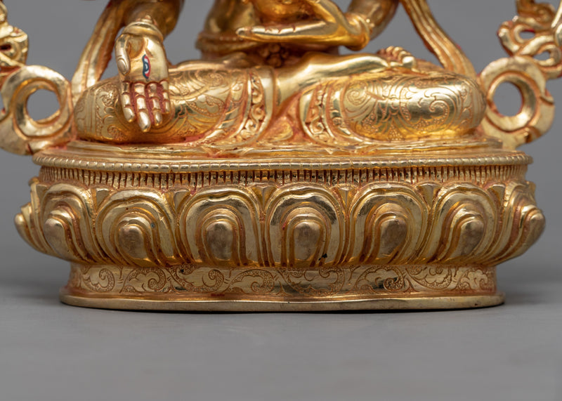 Gold Gilded Statue For Namgyalma Mantra Benefits | Tibetan Art Plated with Gold