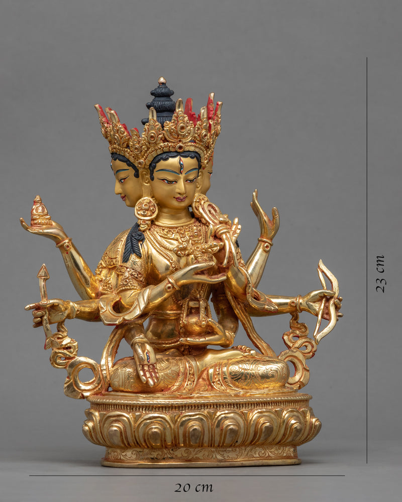 Gold Gilded Statue For Namgyalma Mantra Benefits | Tibetan Art Plated with Gold