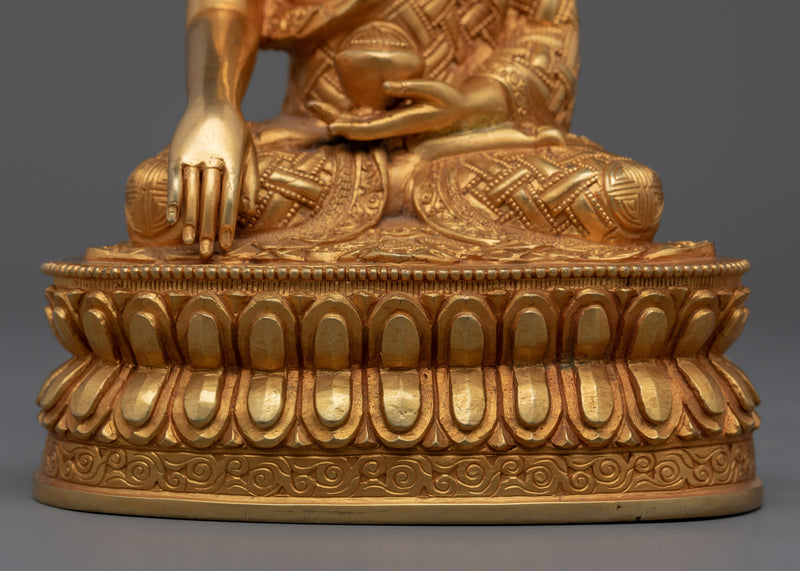 Hand-Carved Exquisite Design On The Buddha Statue | Traditional Tibetan Shakyamuni Buddha Art work