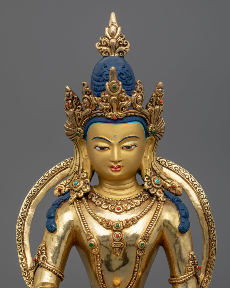 Sakya Muni Buddha Crowned Statue | Buddhist Deity Figurine For Ritual