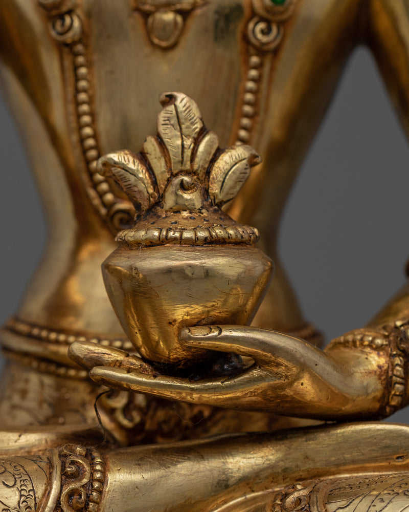 Gold Statue For Healing Buddha Mantra Practice | Traditional Tibetan Medicine Buddha Artwork