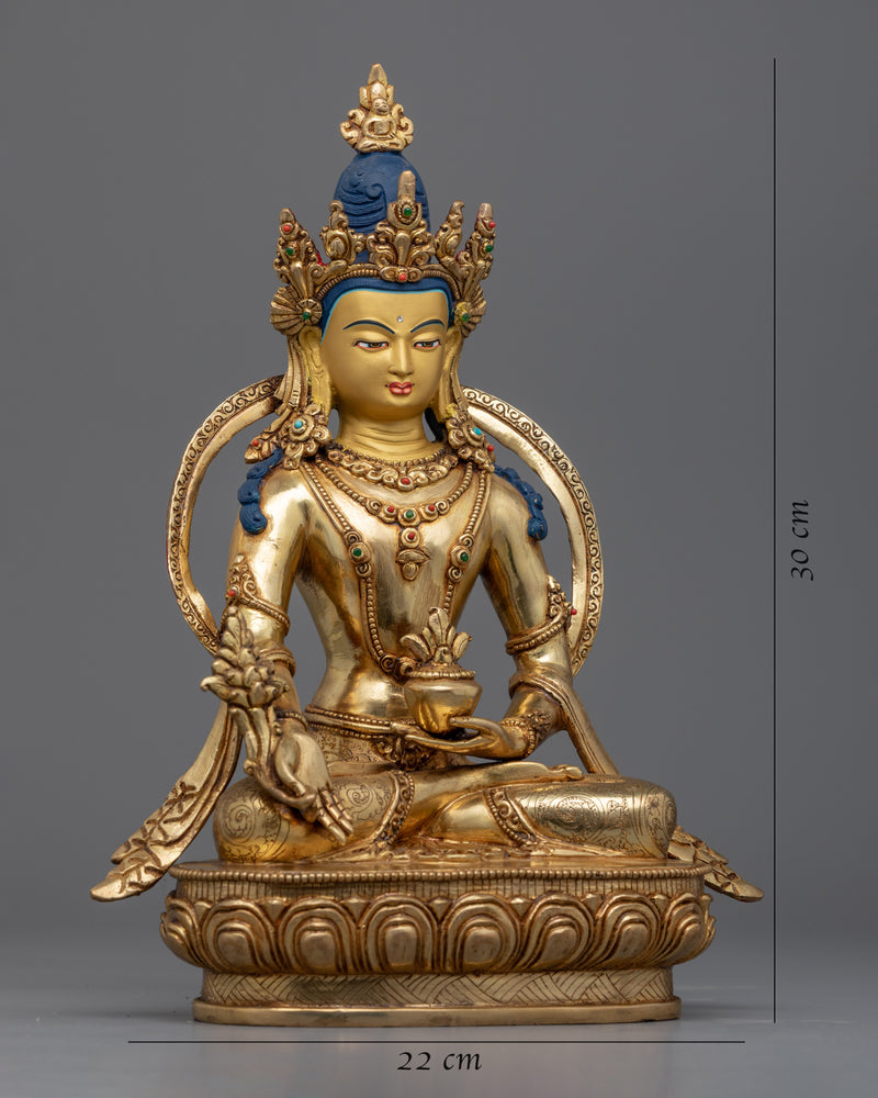 Gold Statue For Healing Buddha Mantra Practice | Traditional Tibetan Medicine Buddha Artwork