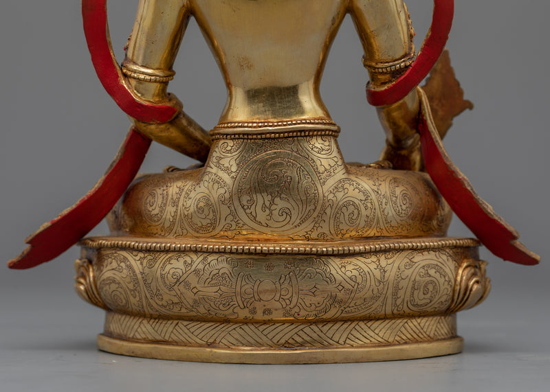 Gold Statue For Healing Buddha Mantra Practice | Traditional Tibetan Medicine Buddha Artwork