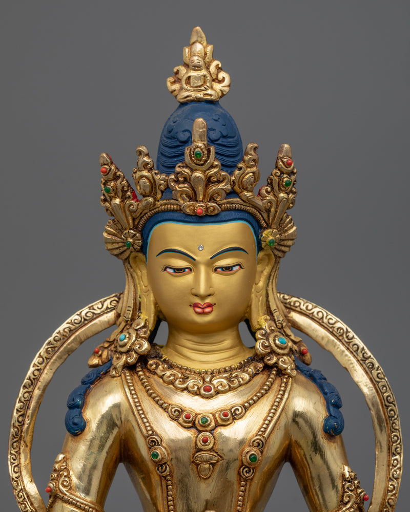 Gold Statue For Healing Buddha Mantra Practice | Traditional Tibetan Medicine Buddha Artwork