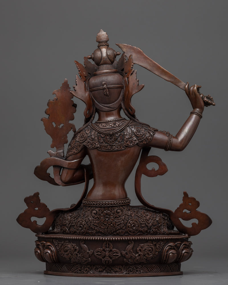 Manjushri Empowerment Sculpture | Tibetan Bodhisattva Of Wisdom Copper Statue