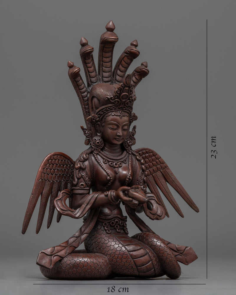 Naga Kanya Goddess Statue | Oxidized Copper Artwork Of Buddhist Deity