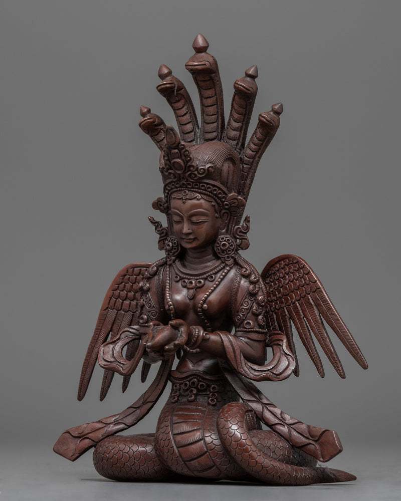 Naga Kanya Goddess Statue | Oxidized Copper Artwork Of Buddhist Deity