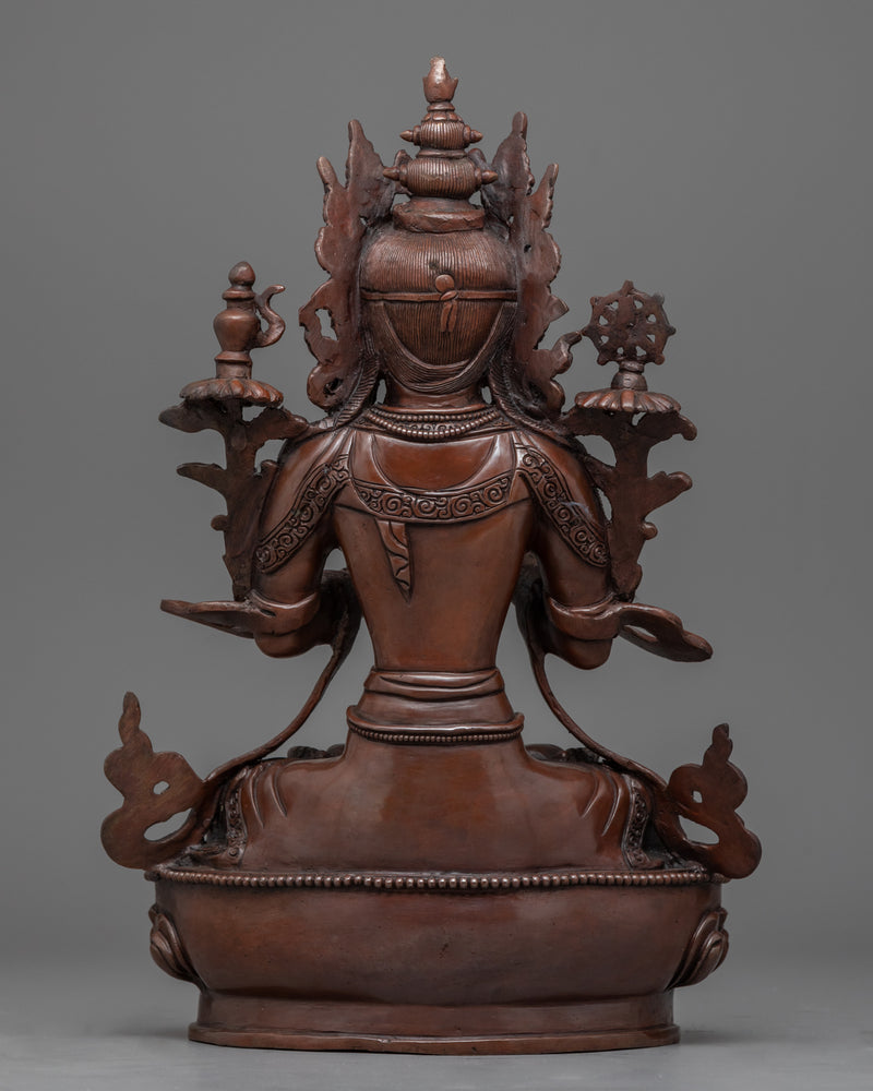 Maitreya The Future Buddha Sculpture | Oxidized Copper Artwork Of Buddhist Deity