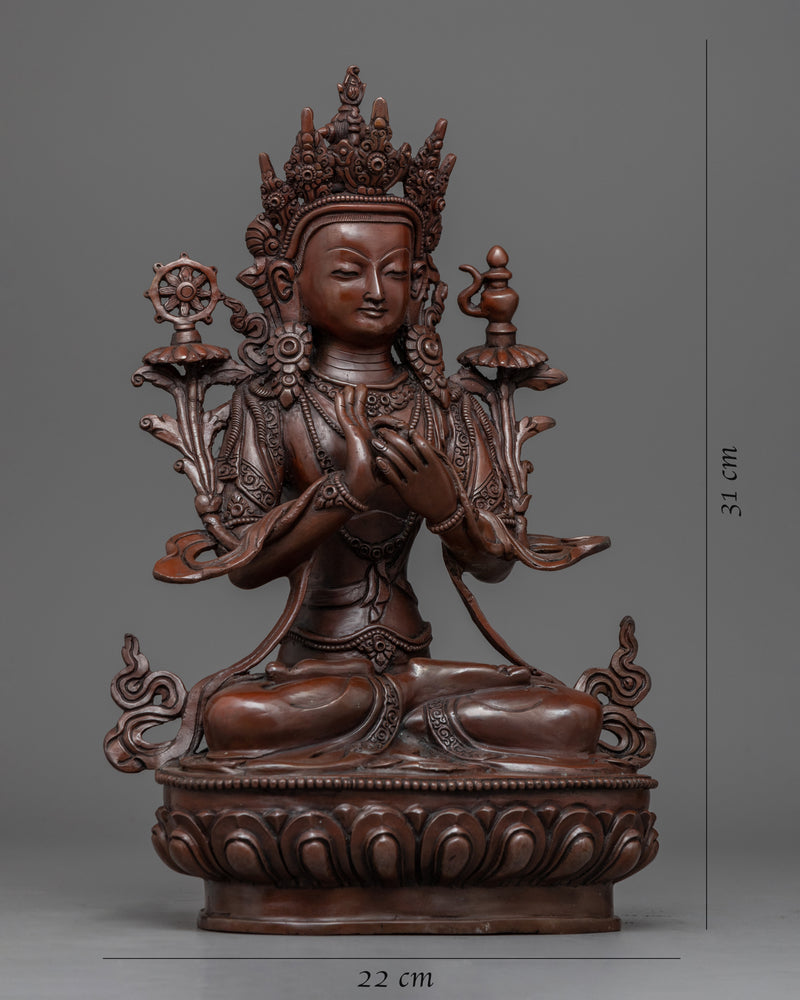 Maitreya The Future Buddha Sculpture | Oxidized Copper Artwork Of Buddhist Deity