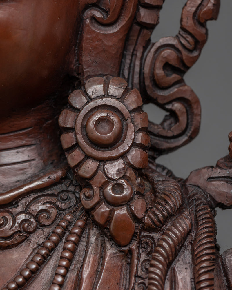 Maitreya The Future Buddha Sculpture | Oxidized Copper Artwork Of Buddhist Deity