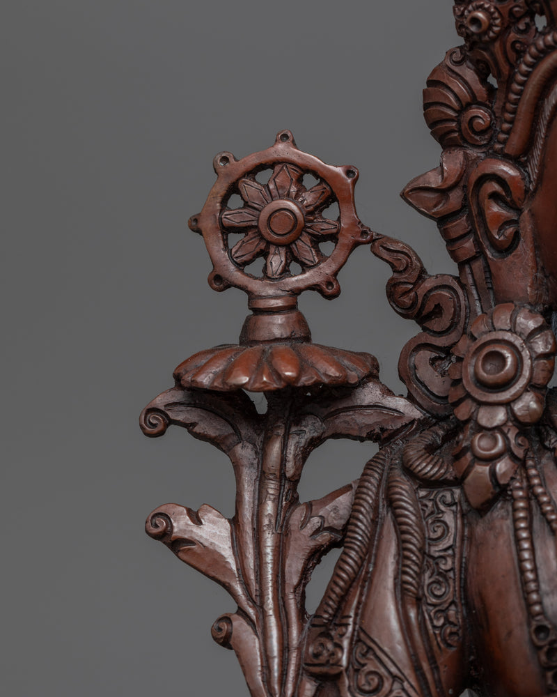 Maitreya The Future Buddha Sculpture | Oxidized Copper Artwork Of Buddhist Deity