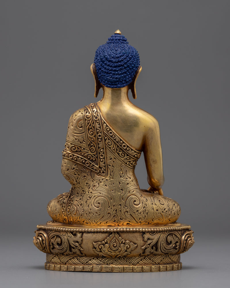 Shakyamuni Buddha Hand Mudra Practice Statue | Gold-Plated Himalayan Artwork