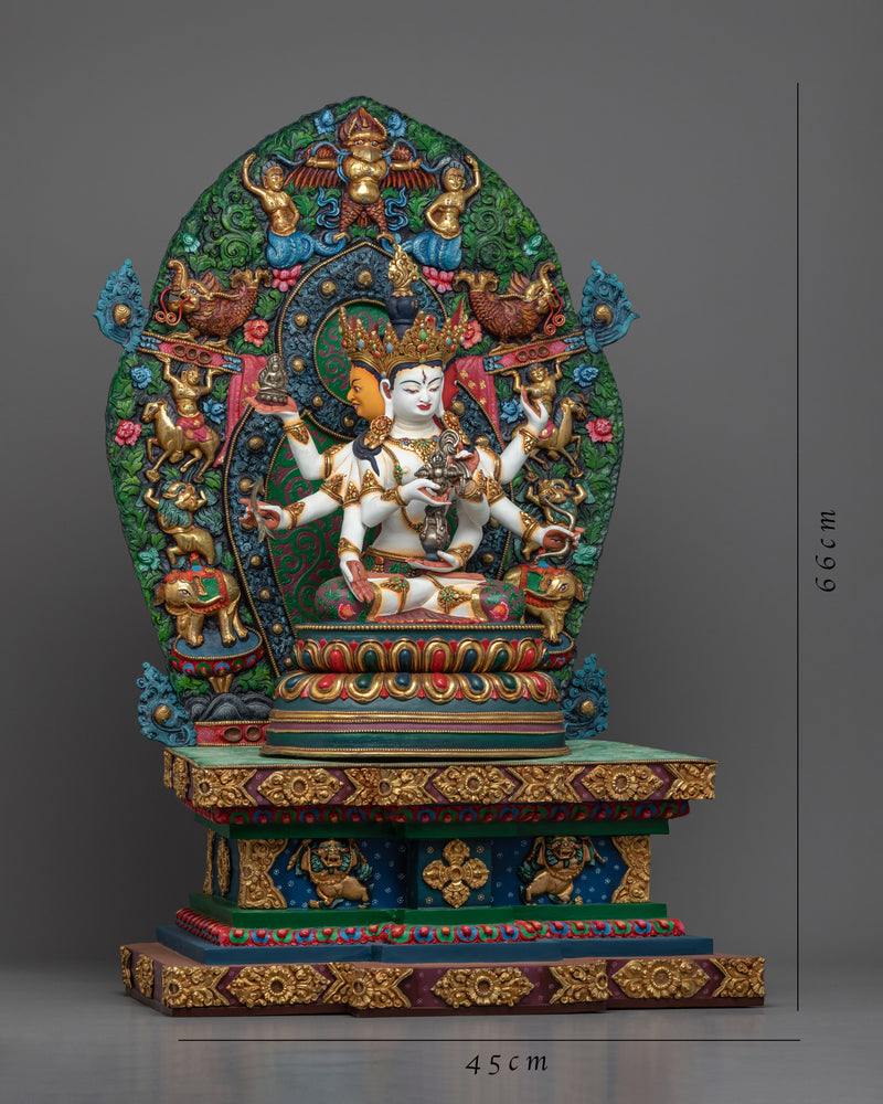 Acrylic Painted Statue For Namgyalma Long Mantra Practice | Tibetan Art Plated with Gold