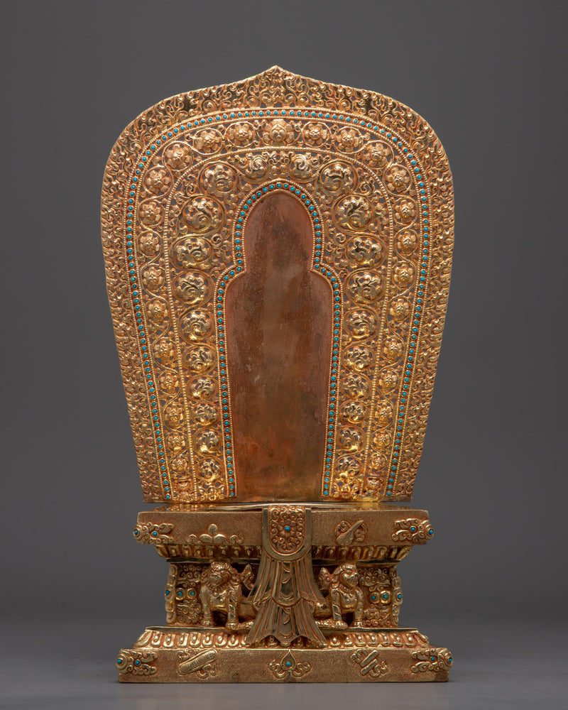 Shakyamuni Buddha Saint Seated On Throne Statue | 24K Gold Hand-Carved Statue