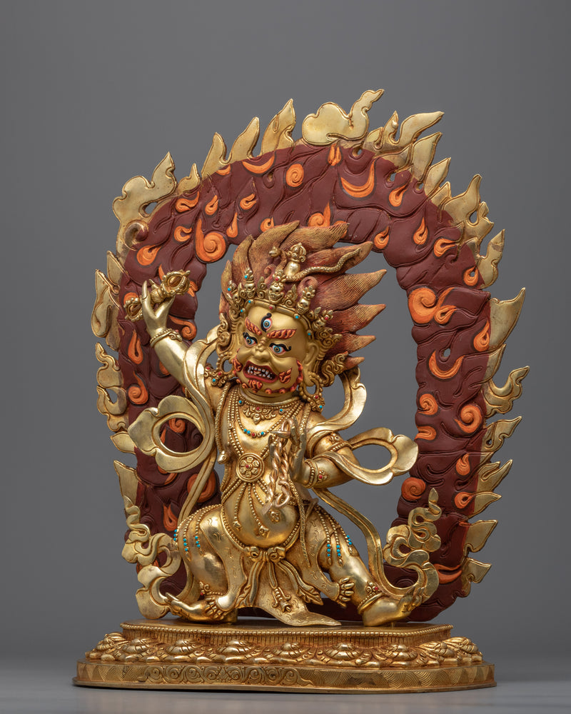 24K Gold Statue To Practice Vajrapani Mantra In Tibetan | Tibetan Buddhist Deity Sculpture