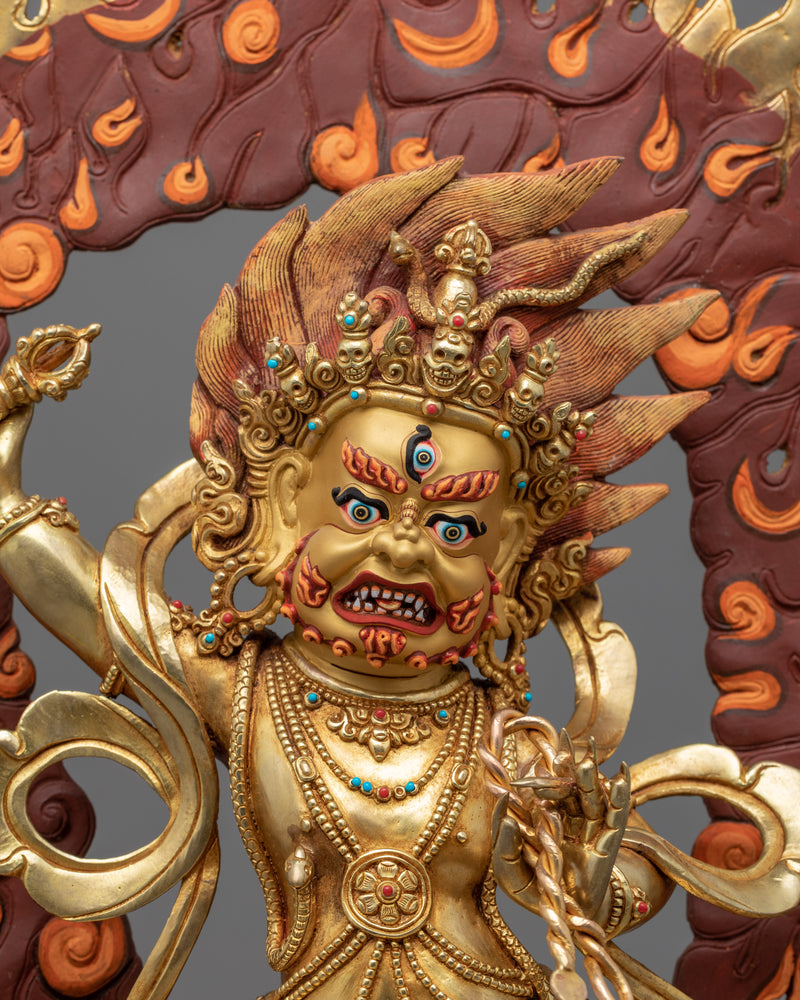 24K Gold Statue To Practice Vajrapani Mantra In Tibetan | Tibetan Buddhist Deity Sculpture